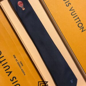 Ties Louis Vuitton - Navy Blue Basic With LV Logo Louis Vuitton