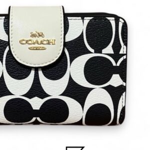Leather,Wallets,Women Medium Corner Zip Wallet In Signature Canvas Style No. CP420 black Coach