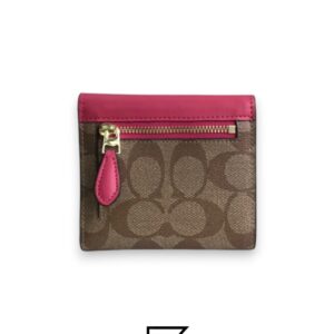 Leather,Wallets,Women Small Wallet In Signature Canvas Style No. F87589 Dark Pink Coach