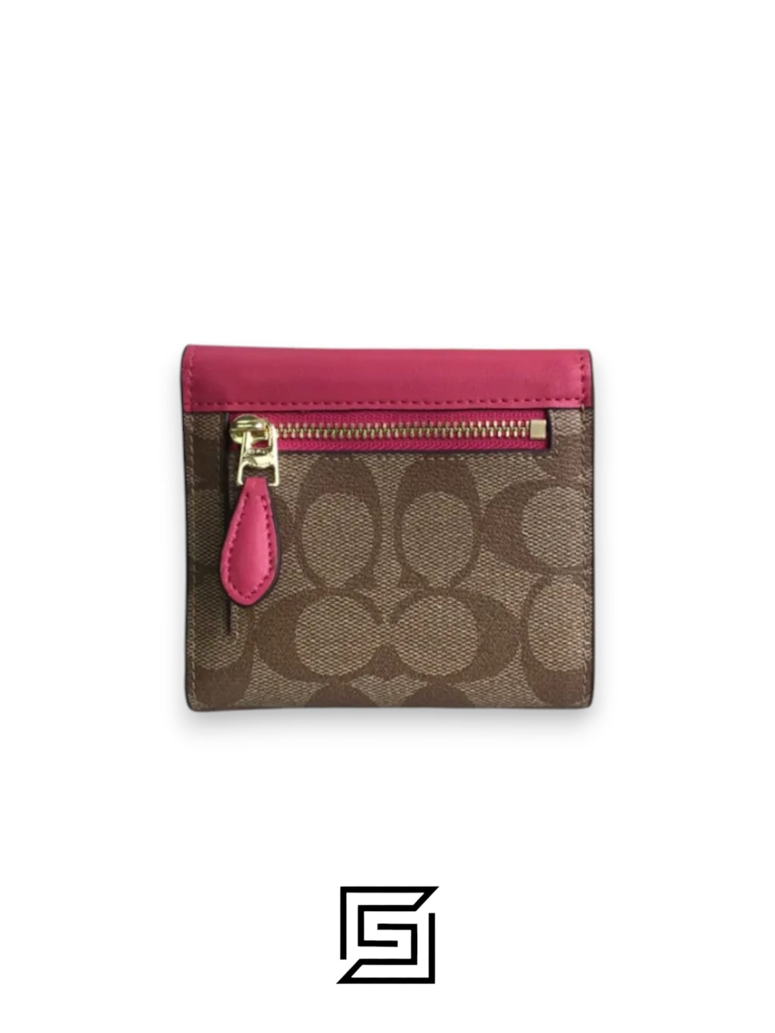 Leather,Wallets,Women Small Wallet In Signature Canvas Style No. F87589 Dark Pink Coach