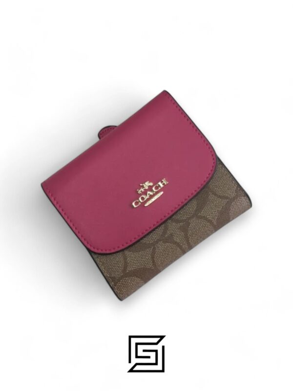 Leather,Wallets,Women Small Wallet In Signature Canvas Style No. F87589 Dark Pink Coach