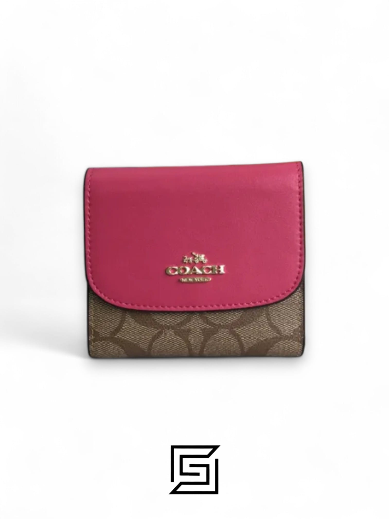 Leather,Wallets,Women Small Wallet In Signature Canvas Style No. F87589 Dark Pink Coach