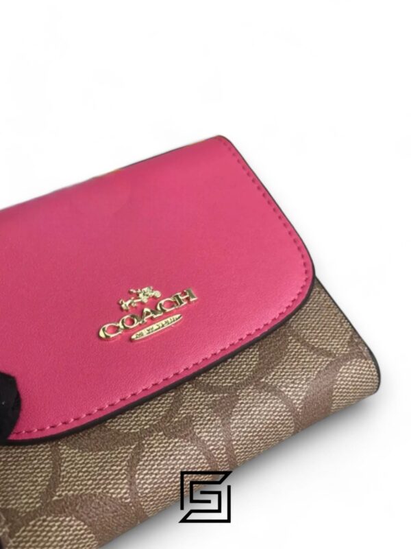 Leather,Wallets,Women Small Wallet In Signature Canvas Style No. F87589 Dark Pink Coach