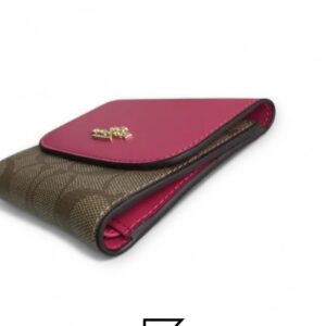 Leather,Wallets,Women Small Wallet In Signature Canvas Style No. F87589 Dark Pink Coach