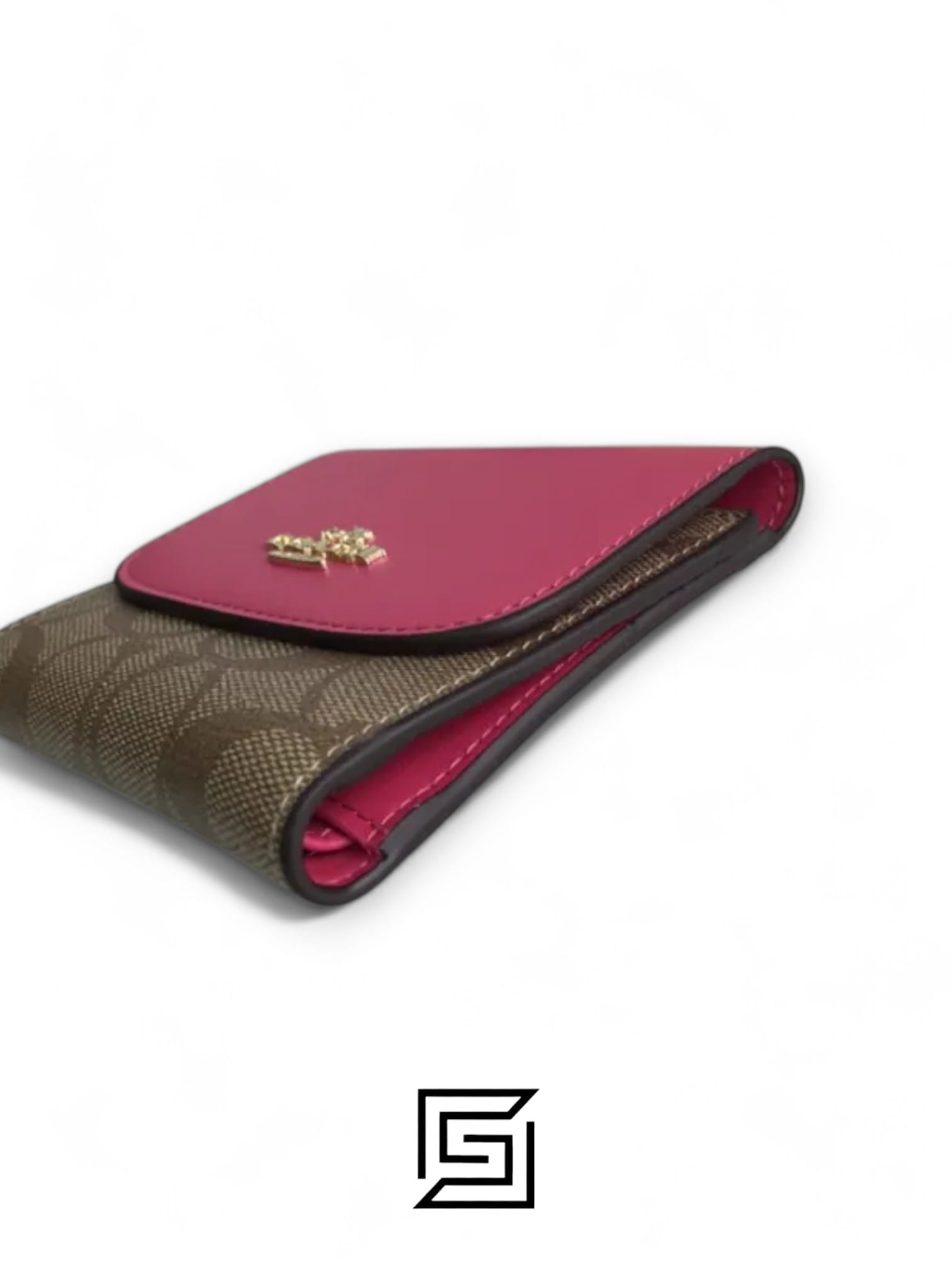 Leather,Wallets,Women Small Wallet In Signature Canvas Style No. F87589 Dark Pink Coach