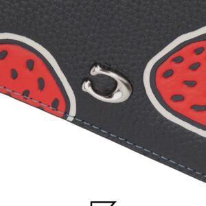 Leather,Wallets,Women Billfold Wallet With Strawberry Print CT908 Black Coach