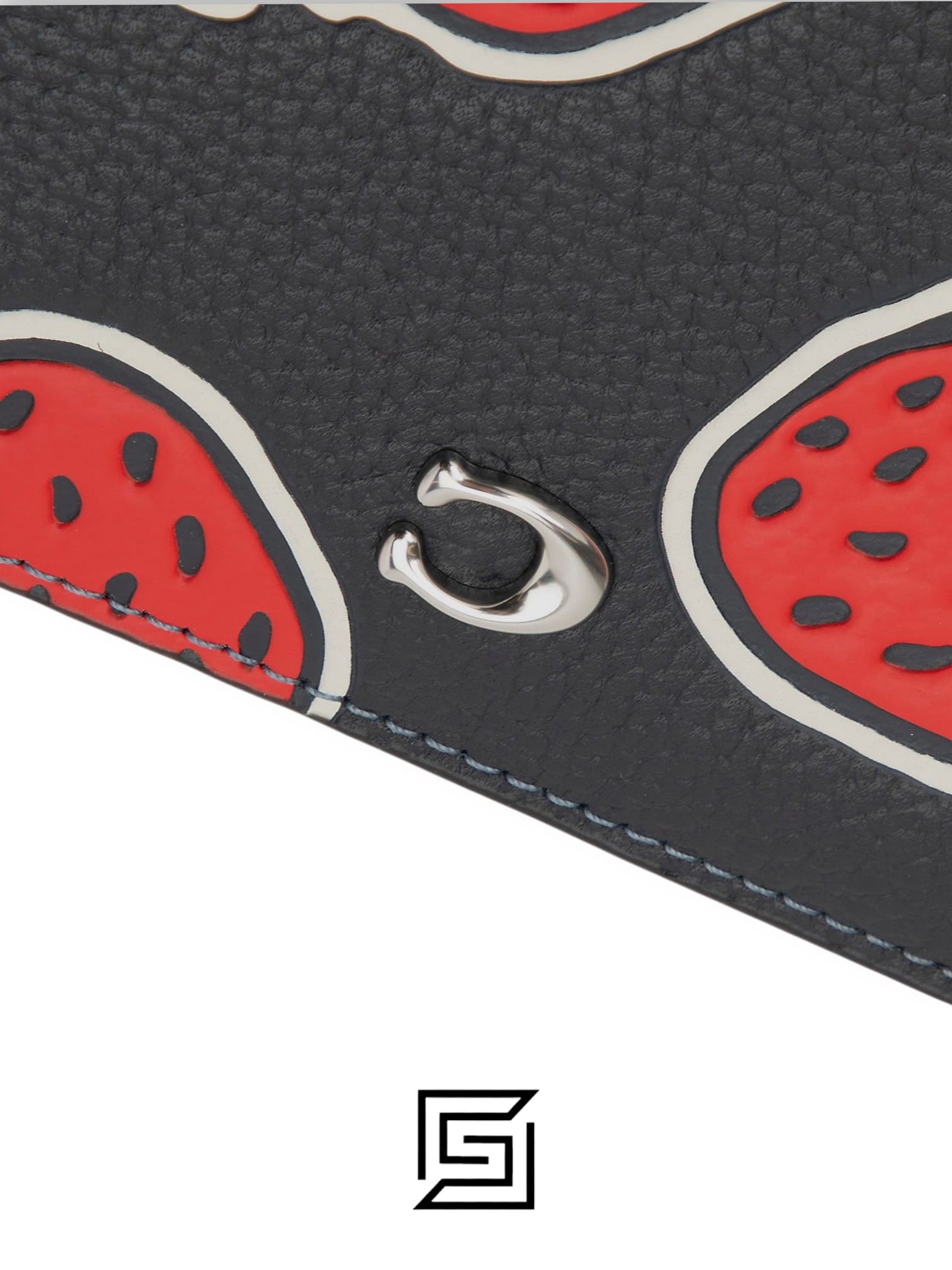 Leather,Wallets,Women Billfold Wallet With Strawberry Print CT908 Black Coach