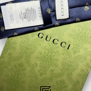 Ties Gucci - Navy Blue Color With Gold Bee Pattern Gucci