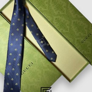 Ties Gucci - Navy Blue Color With Gold Bee Pattern Gucci