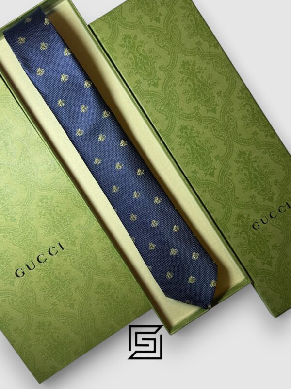 Ties Gucci - Navy Blue Color With Gold Bee Pattern Gucci