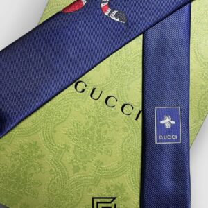 Ties Gucci - Navy Blue Color With Red Snak Gucci