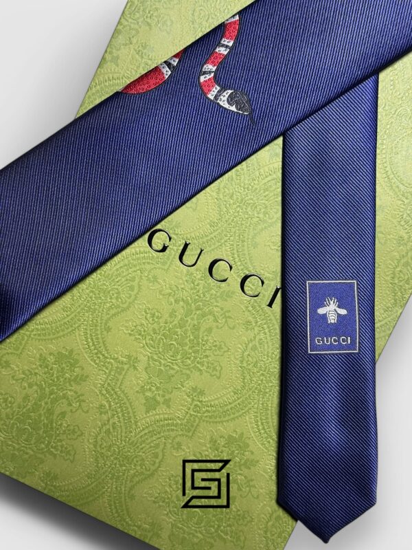 Ties Gucci - Navy Blue Color With Red Snak Gucci