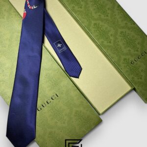 Ties Gucci - Navy Blue Color With Red Snak Gucci