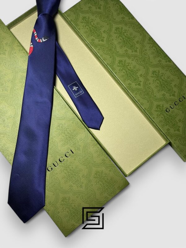 Ties Gucci - Navy Blue Color With Red Snak Gucci