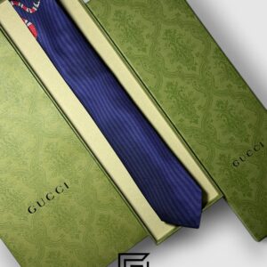 Ties Gucci - Navy Blue Color With Red Snak Gucci
