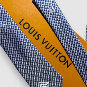 Ties Louis Vuitton - Blue Engraved Pattern Italian Style Louis Vuitton