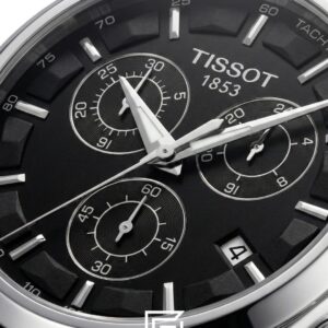 Tissot Couturier Chronograph - Black Dial - Black Leather Strap - Japanese Quartz - Image 2