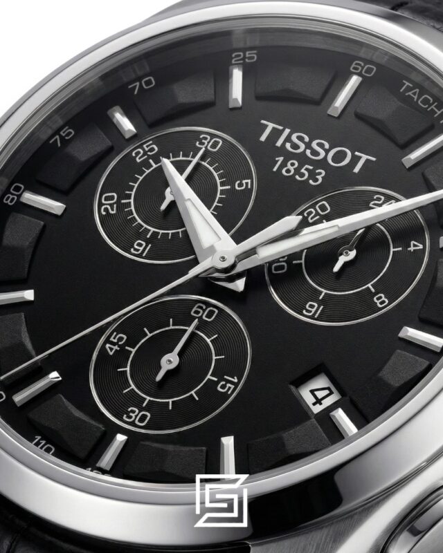 Tissot Couturier Chronograph - Black Dial - Black Leather Strap - Japanese Quartz