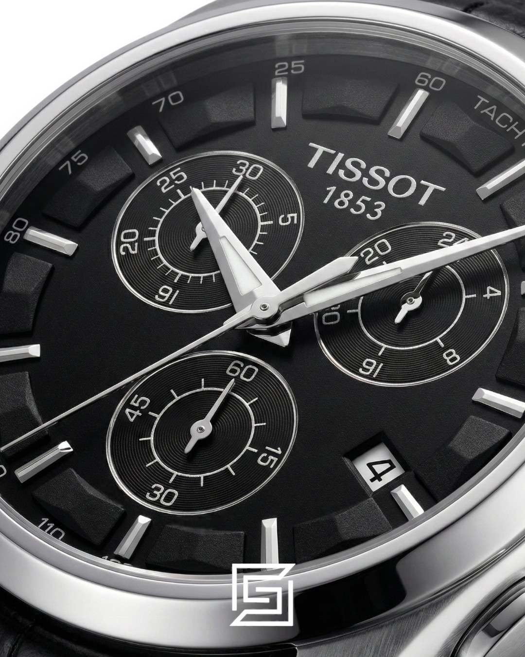 Tissot Couturier Chronograph - Black Dial - Black Leather Strap - Japanese Quartz - Image 2