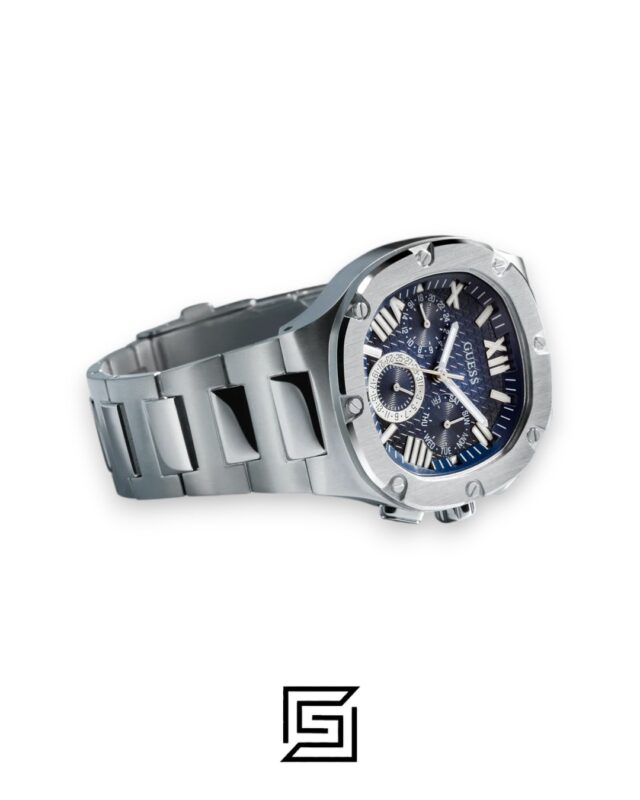 Guess GW0572G1 Silver Stainless Steel Men's Watch Blue Dial 45mm