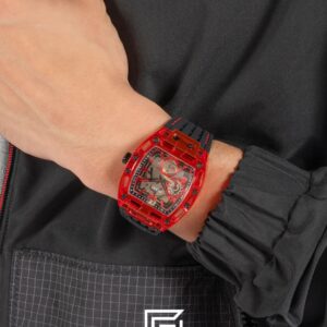 GUESS MEN RED Tone Analog Band Color BLACK WATCH GW0499G4 - Image 6