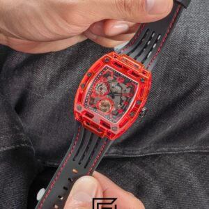 GUESS MEN RED Tone Analog Band Color BLACK WATCH GW0499G4 - Image 8