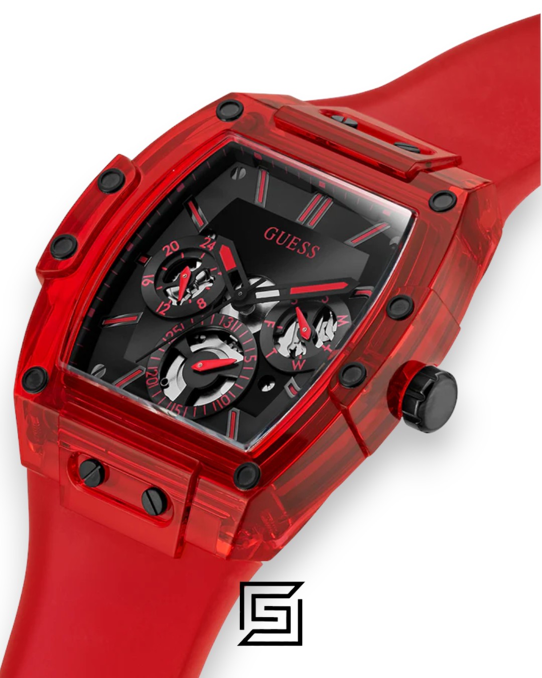 GUESS MEN RED Tone Analog Band Color RED WATCH GW0203G5 - Image 5