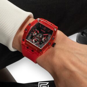 GUESS MEN RED Tone Analog Band Color RED WATCH GW0203G5 - Image 7