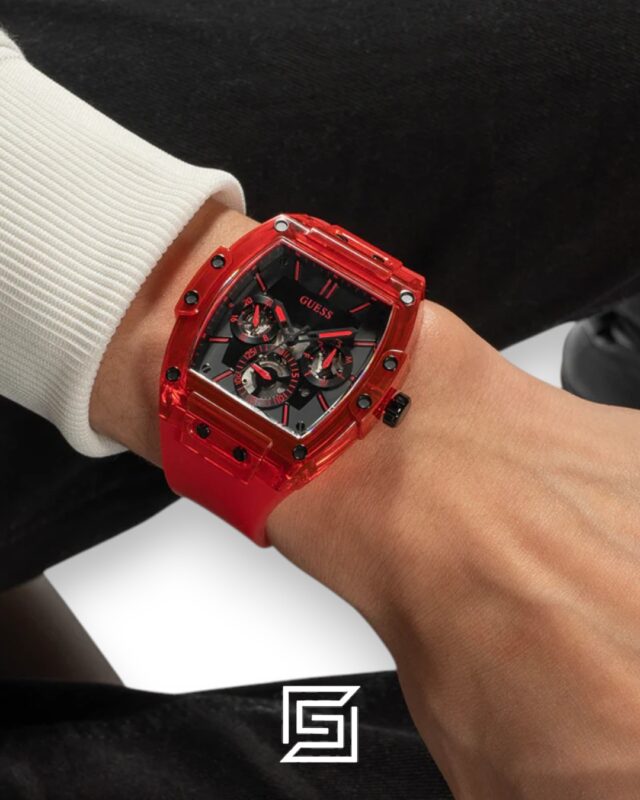 GUESS MEN RED Tone Analog Band Color RED WATCH GW0203G5