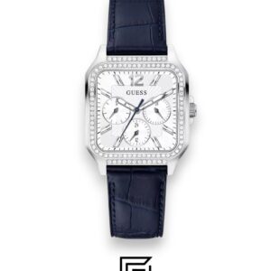 GUESS Ladies SILVER Tone Analog BAND Leather BLUE Watch GW0309L1 - Image 1