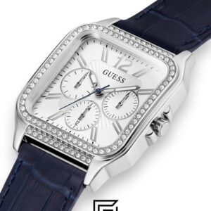 GUESS Ladies SILVER Tone Analog BAND Leather BLUE Watch GW0309L1 - Image 5
