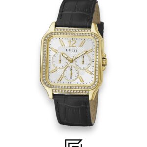 ⁦GUESS Ladies GOLD Tone Analog BAND Leather BLACK Watch GW0309L2⁩ - الصورة ⁦2⁩