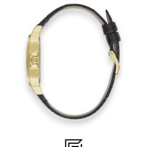 ⁦GUESS Ladies GOLD Tone Analog BAND Leather BLACK Watch GW0309L2⁩ - الصورة ⁦3⁩