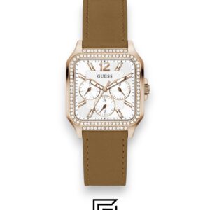 GUESS Ladies ROSE GOLD Tone Analog BAND Leather BROWN Watch GW0309L3 - Image 1
