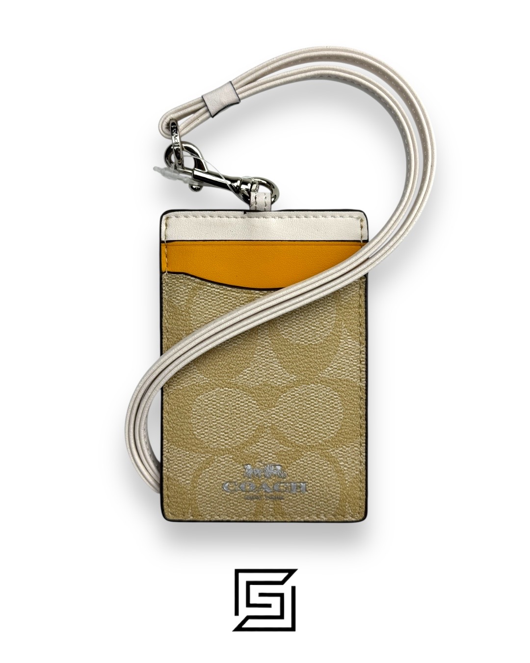 Id Lanyard In Signaure Canvas CZ285 Khaki x Yellow - Image 1
