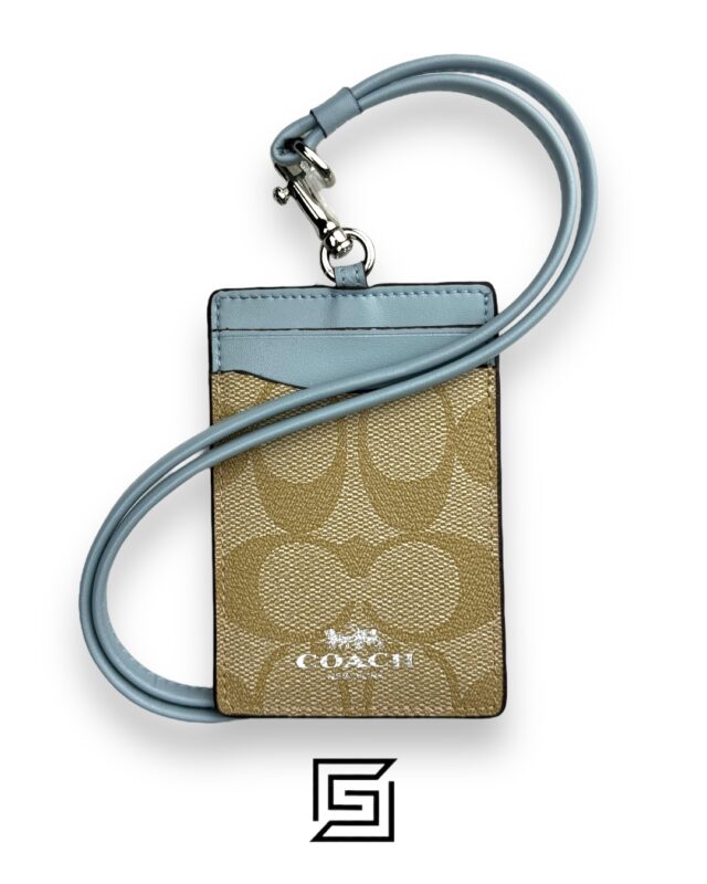 Id Lanyard In Signaure Canvas CZ285 Khaki x Light Blue