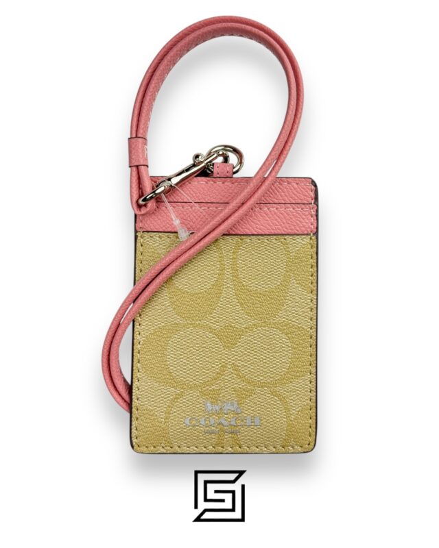 Id Lanyard In Signaure Canvas CZ285 Khaki x Light Pink