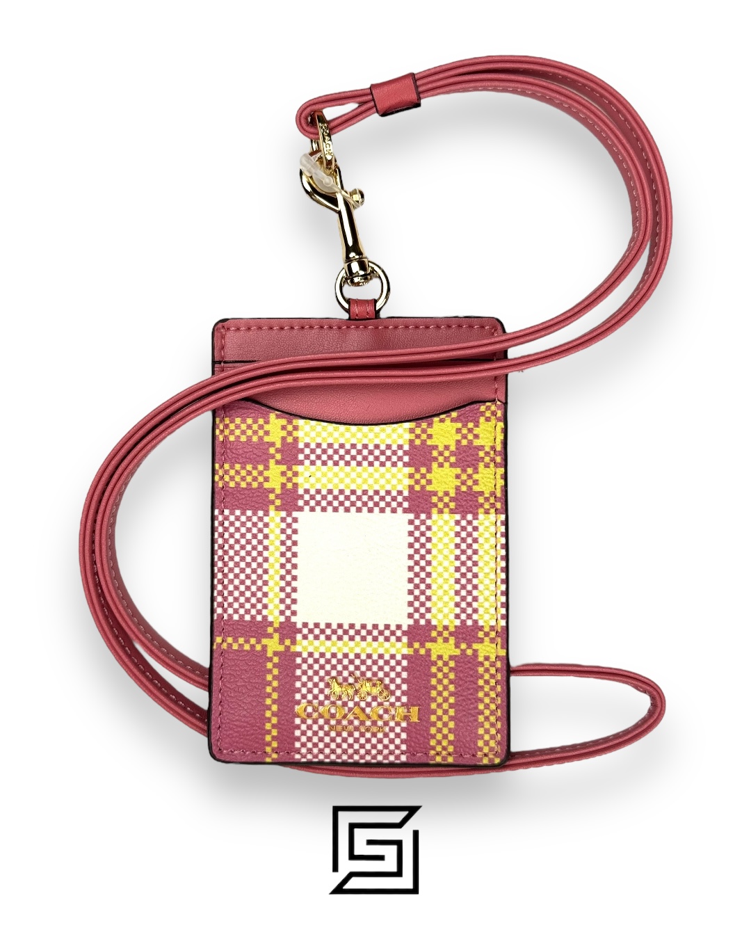 ⁦ID lanyard with garden plaid print C8685 Pink⁩ - الصورة ⁦1⁩