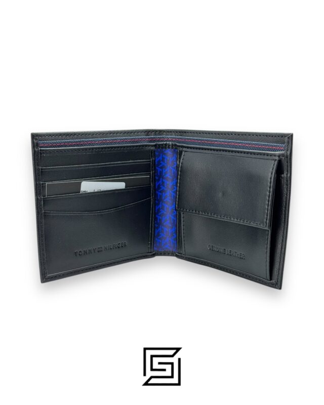 TOMMY SINGLE WALLET TH ON LEATHER WITH SIGNATURE LOGO/BLACK