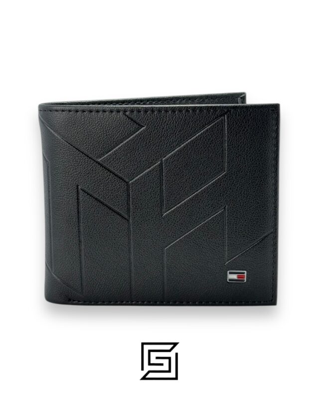 TOMMY SINGLE WALLET TH ON LEATHER WITH SIGNATURE LOGO/BLACK