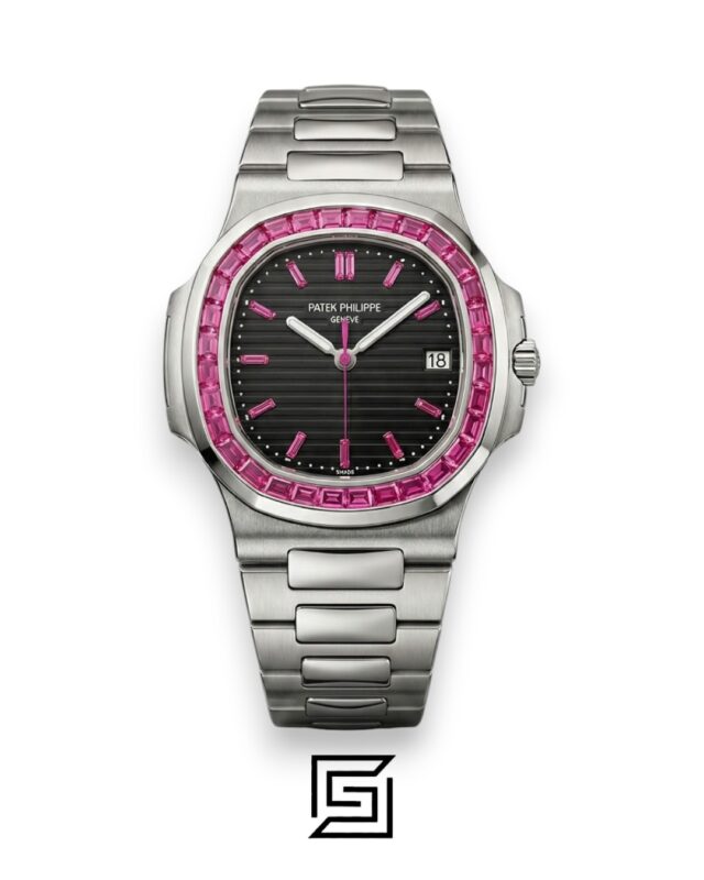 Patek Philippe Nautilus – White Dial – Pink Gem Bezel – Japanese Automatic