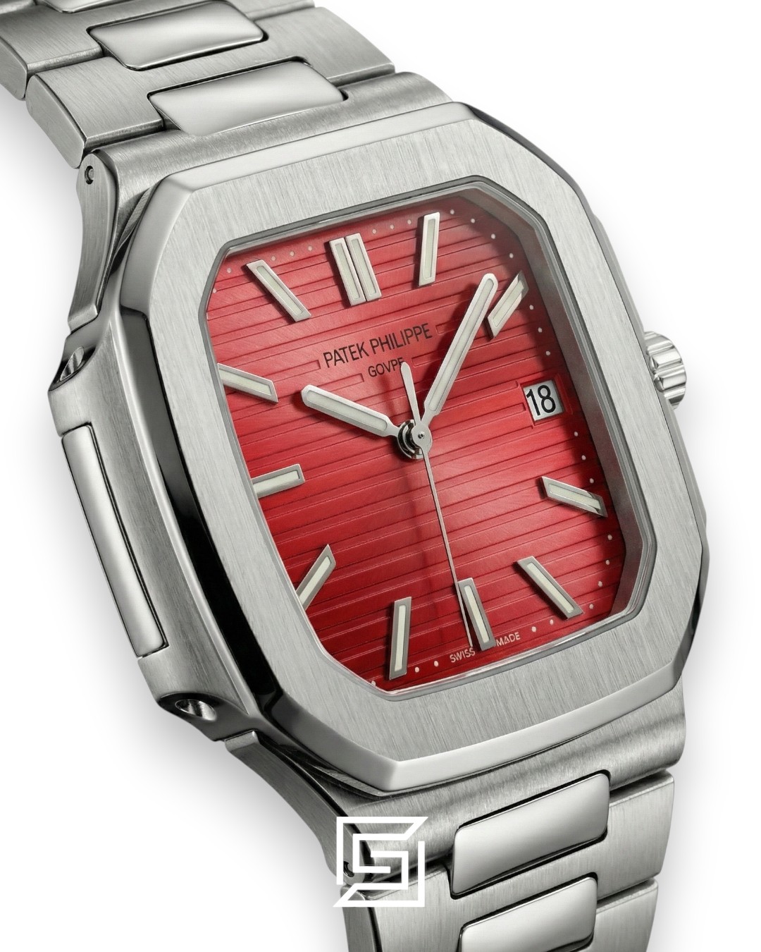 ⁦Patek Philippe Cubitus – Japanese Automatic – Red Dial – Stainless Steel Bracelet⁩ - الصورة ⁦2⁩