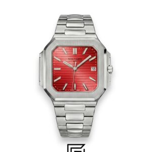 ⁦Patek Philippe Cubitus – Japanese Automatic – Red Dial – Stainless Steel Bracelet⁩ - الصورة ⁦1⁩