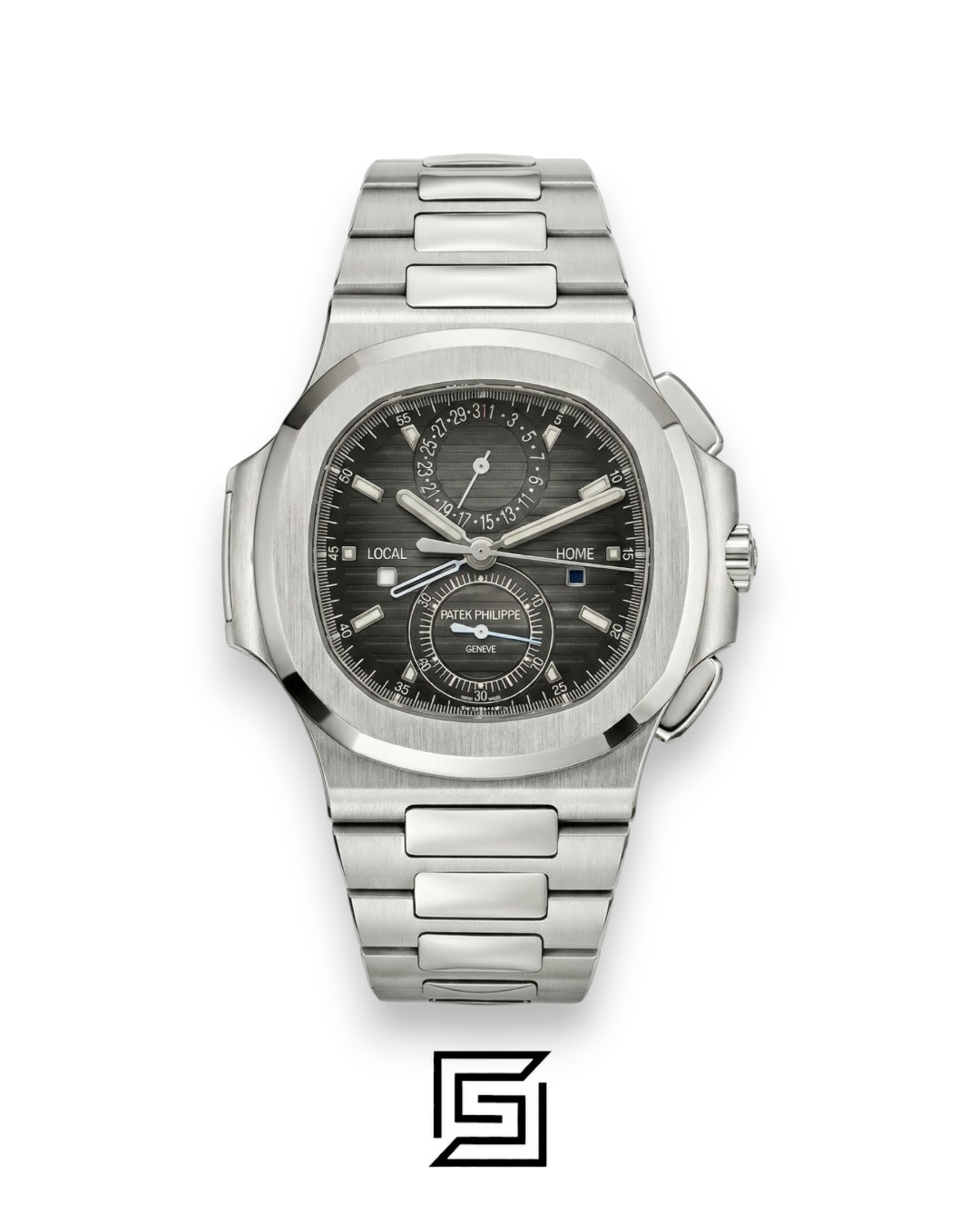 Patek Philippe Nautilus Travel Time – Grey Dial – Japanese Automatic Chronograph – Stainless Steel Bracelet - Image 1