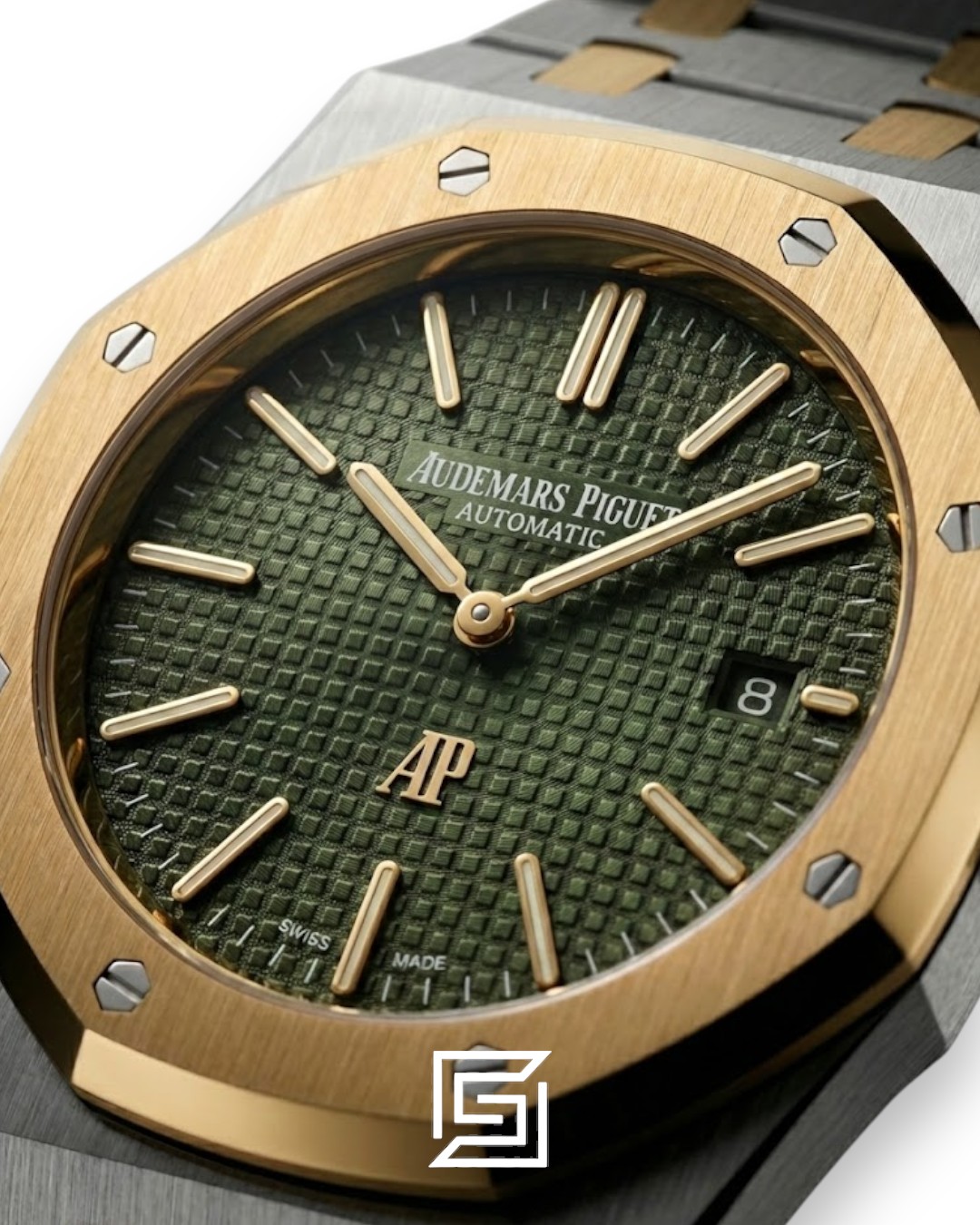 Royal Oak WF0851 Automatic Half Gold Stainless Steel 316 with Dark Green Flat Tapisserie Dial - Image 2