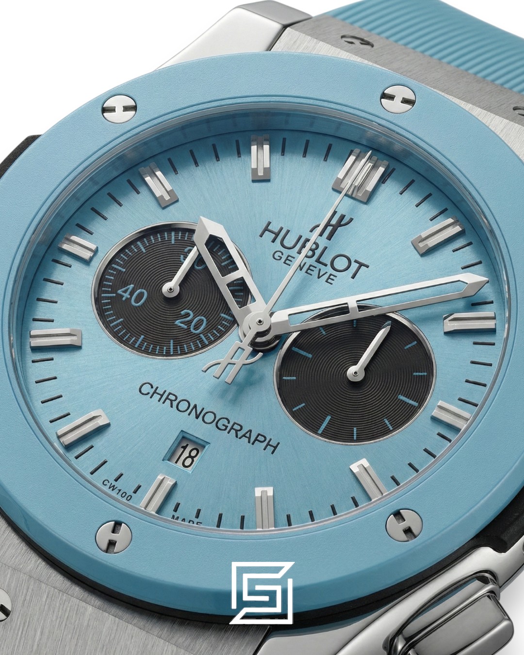 Hublot Classic Automatic Chronograph Baby Blue Dial Stainless Steel Men's Watch - Image 2