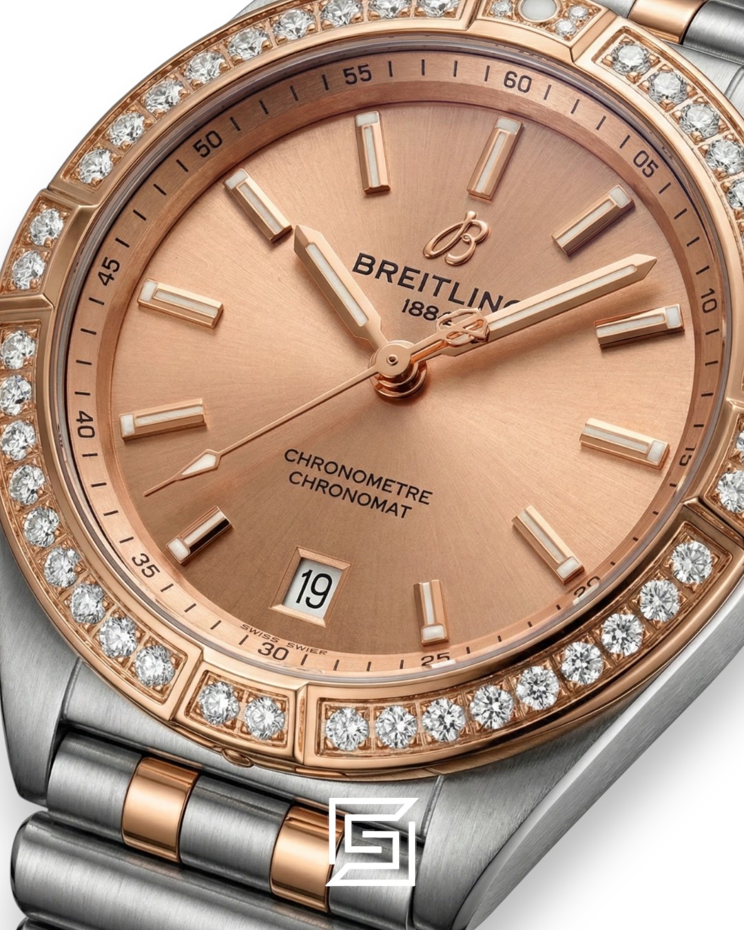 Breitling Chronomat Salmon Pink Diamond Bezel Two-Tone Ladies’ Watch - Image 2