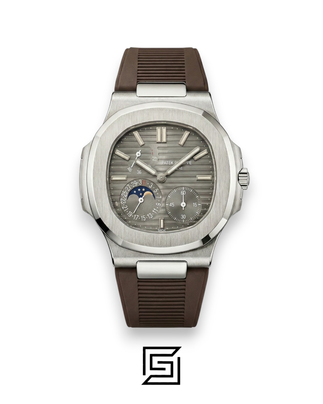 ⁦Patek Philippe Grand Complication – Brown Dial × Brown Rubber Strap – Japanese Automatic⁩ - الصورة ⁦1⁩