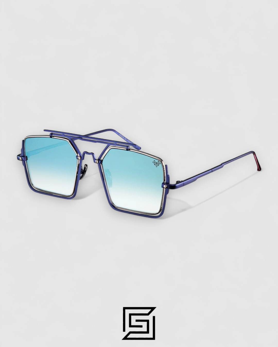 Vysen The Marcus - MA2 Dark Blue Matte Shiny Silver Frame Blue Gradient Lenses - Image 1