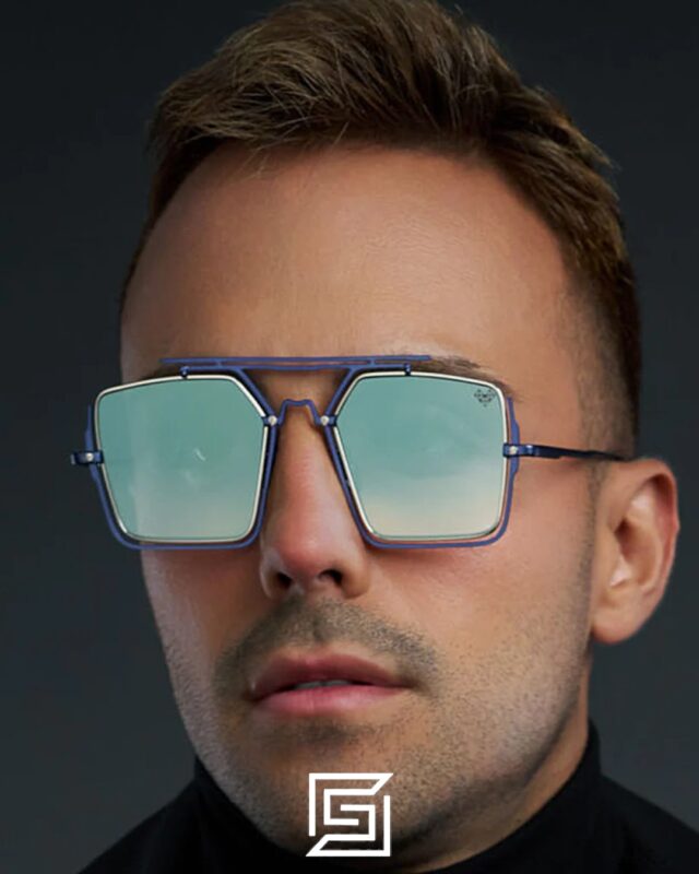 Vysen The Marcus - MA2 Dark Blue Matte Shiny Silver Frame Blue Gradient Lenses